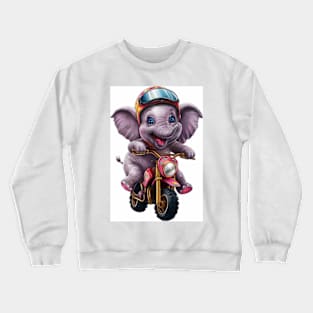 Baby Elephant on a Motorbike Crewneck Sweatshirt